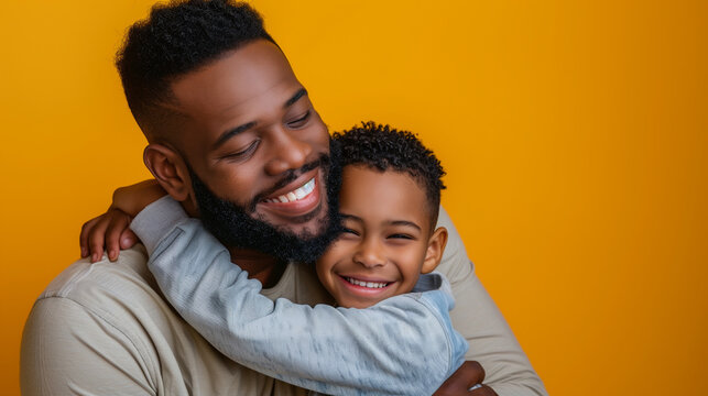 Um pai muio feliz abra&ccedil;ando sua filha em um dia muito especial.