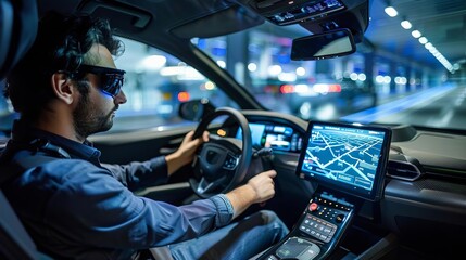 Engineers testing autonomous vehicle software in a controlled environment,