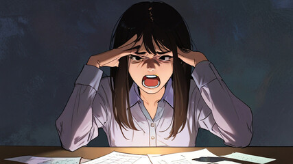 Furious woman, cartoon style artwork