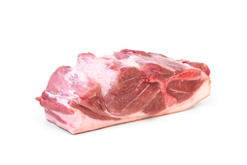 Raw pork shoulder isolated on white background.