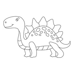 Charming illustration of a cute dinosaur in a hand drawn doodle style. Friendly and playful design for coloring.