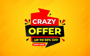 Crazy Offer Sale Background. Sale banner design template. Vector illustration. Market promotion banner and crazy discount announcement background vector illustration.