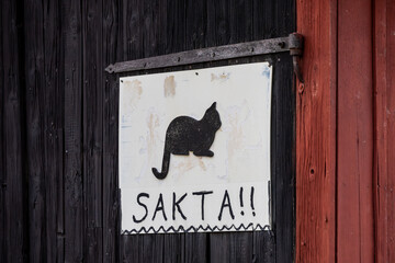 Stockholm, Sweden A sign in Swedish says Slow, watch for cats.
