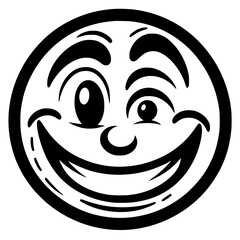 Fototapeta premium A crazy and funny smiley face in black and white, perfect for emotional expression illustrations, cartoons, humorous designs, and versatile creative projects