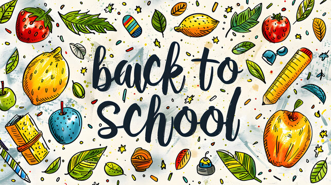 White background and color images for the back to school season
