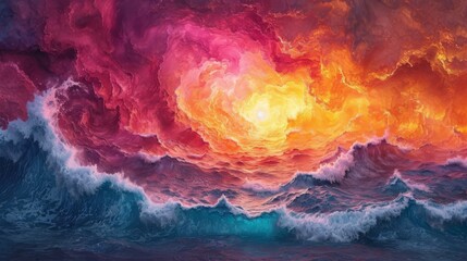 Colorful Cloudscape Over Tranquil Ocean