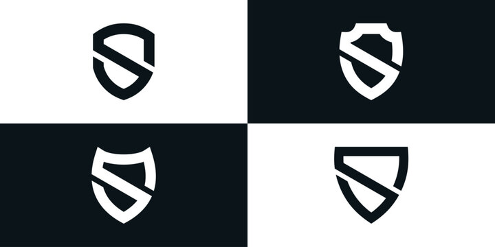 Letter s and shield logo collection. Premium Vector