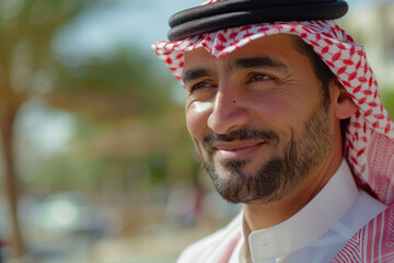An Arabian entrepreneur, leading a philanthropic initiative to provide clean water access to underserved communities in the Middle East, leveraging his business resources and networks to drive