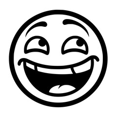 Fototapeta premium A crazy and funny smiley face in black and white, perfect for emotional expression illustrations, cartoons, humorous designs, and versatile creative projects