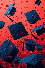 A series of sleek and modern illustrations showcasing graduation hats in sleek, contemporary designs, isolated on a solid backdrop, providing stylish and customizable elements for graduation-themed