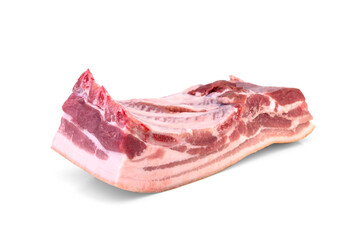 Raw pork belly isolated on white background.