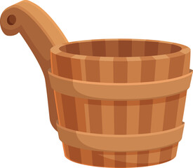 Vector image of a stylized wooden sauna bucket with a handle, isolated on white © nsit0108