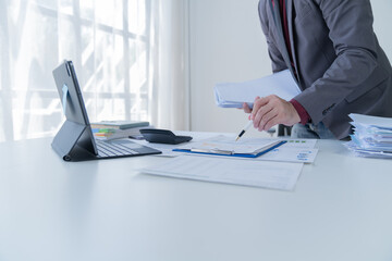 the man working on the table hand focus