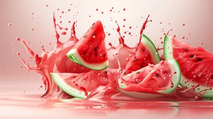 Isolated Photorealistic Watermelon Juice Splash