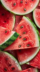 A bunch of slices of watermelon sitting on top of each other