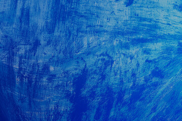 Blue, cyan, navy, cobalt, sapphire, grungy background texture design element. Abstract, modern, neutral backdrop for graphic design or social media. Rough painted brushstrokes in vintage style. 