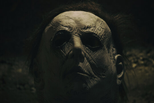 Horror scene of creepy boogieman face