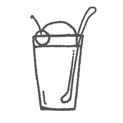メロンクリームソーダのシンプルな線画　ぬりえ