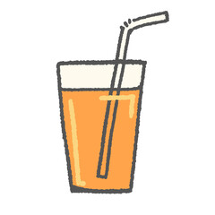 シンプルなストロー付きオレンジジュース
