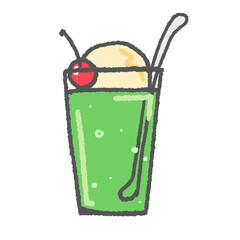 シンプルなメロンクリームソーダ