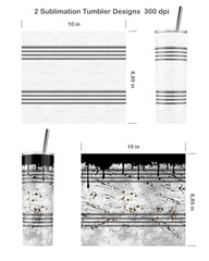 2 white Oil Drum patterns. Clean and Dirty style.. Seamless sublimation template for 20 oz skinny tumbler. Sublimation illustration. Seamless from edge to edge. Full tumbler wrap.