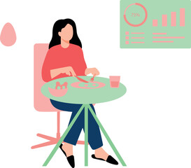 The girl is having breakfast.