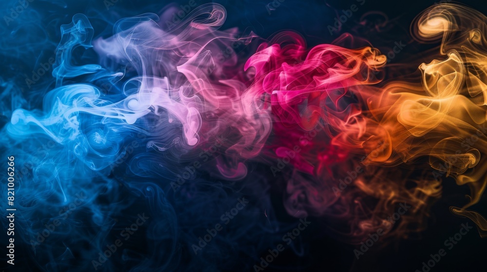 Fototapete abstract image of colorful cigarette smoke creating a mystical atmosphere.
