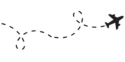 Plane with line Continuous one line drawing illustration fondo trasparente isolato