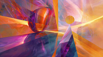 Surreal Dreamscape with Floating Geometric Shapes in a Vibrant, Multi-Dimensional Void