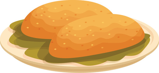 Vector illustration of a delicious, goldenbrown bread loaf served on a plate