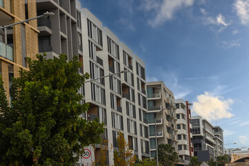 Residential and commercial Apartment building in inner Sydney suburb of Wentworth Point NSW Australia