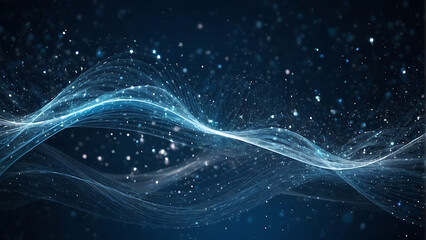 Abstract Blue Particle Waves on a Dark Background