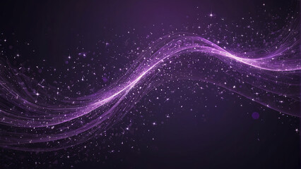 Fototapeta premium Abstract Purple and Black Wave With Sparkles on black background