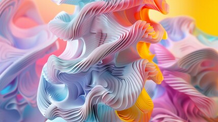 Fototapeta premium Visualize an enchanting scene capturing the artistic beauty of the 3D printing process unfolding against a vibrant and colorful backdrop. 