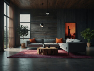Modern Living Room with Wooden Accents, Featuring Cozy Furniture, Soft Lighting, and a Minimalist Aesthetic, Creating a Warm and Inviting Atmosphere for Relaxation and Comfort