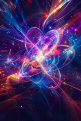 Obraz premium Premium abstract quantum field, showcasing technology and energy interactions in a luxurious, dynamic with vivid colors