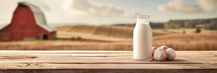 milk and barn background. copy space. milk day