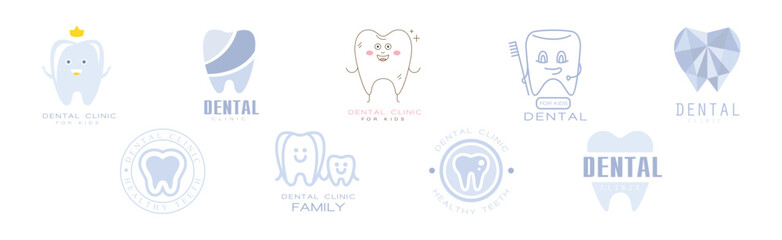 Dental Clinic and Hospital Logo and Label Design Vector Set