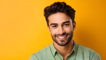 Fototapeta premium Portrait of a young, smiling man in a colorful background