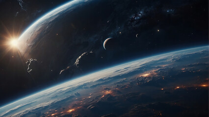 Obraz premium Deep Space picture of Earth with celestial patterns