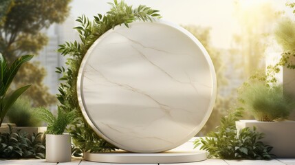 Luxurious ancient roman greek style podium display with columns in white 3d rendering