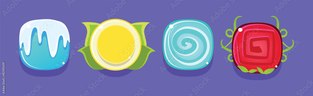 bright button for game interface design vector set
