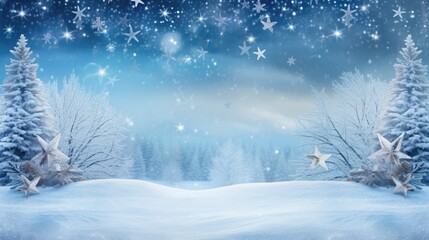 Winter Wonderland with Sparkling Star and Snowflakes