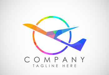 Airplane aviation vector logo design concept. Airline logo plane travel icon. Airport flight world aviation.