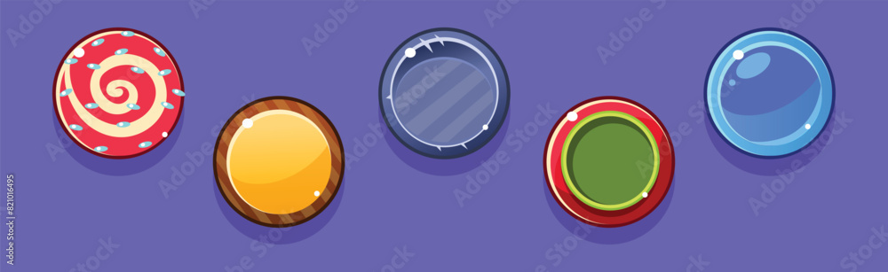 Poster bright button for game interface design vector set