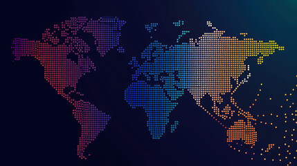 Dotted world map,color world map,Vector design illustration