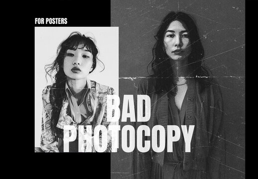 Bad Photocopy Poster Photo Effect Mockup