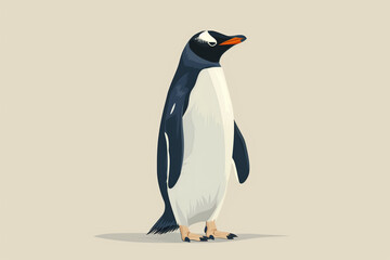 Fototapeta premium Full Body Penguin Painting: Vector Illustration of Bird in Natural Habitat