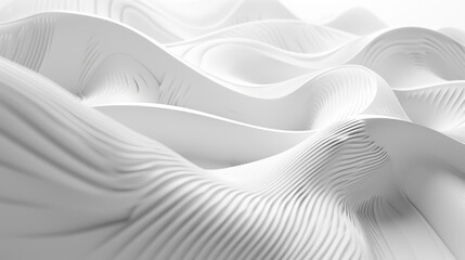 Abstract white digital 3D wave structure on clean background.