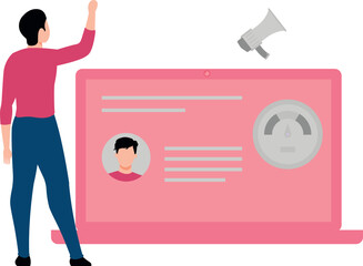 Guy is looking at user performance.